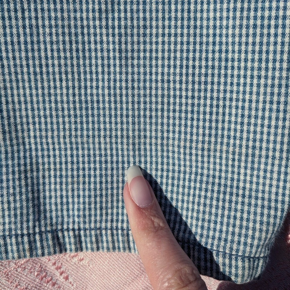 Vintage Gingham Maxi Shirt Dress Large Blue Cotton Cottagecore Button Up Plaid - Picture 13 of 13